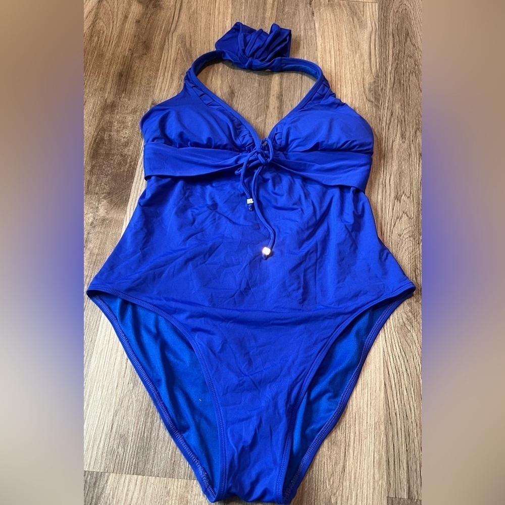 Women's COLE of California Royal Blue Halter One Piece Bathing Suit